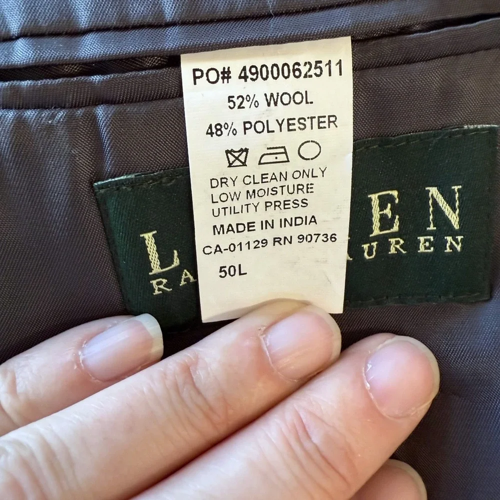 Lauren Ralph Lauren Men's Gray Wool Blend Suit Jacket Blazer Sport‎ Coat 50L